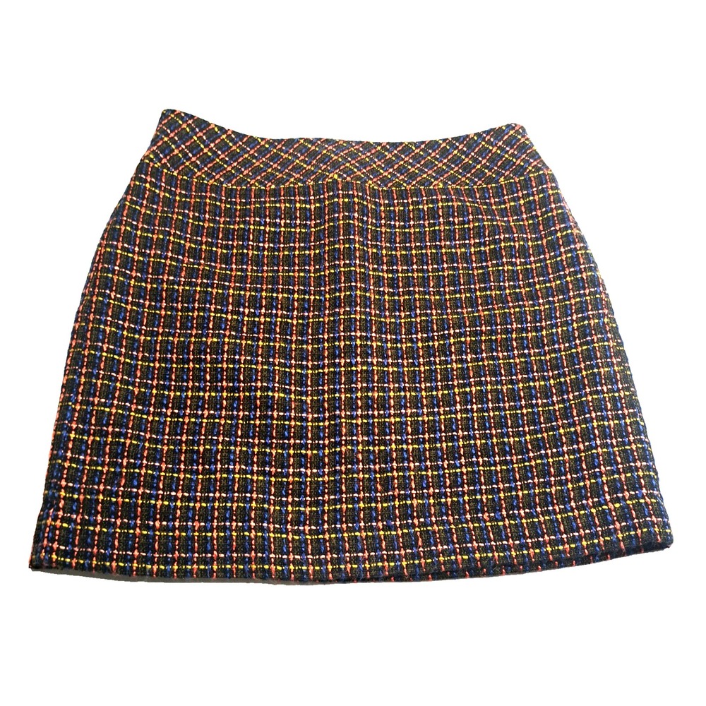 Ann Taylor LOFT Mini Skirt Women 6P Multicolor NEW Tweed Plaid Lined A-Line